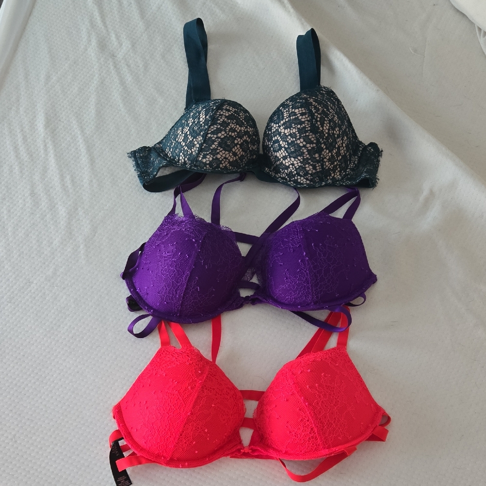 Elegant Lace Bra Set - Black, Purple, Pink